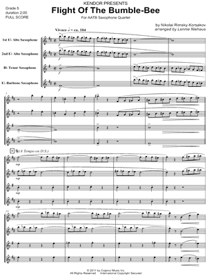The Flight of the Bumblebee - Saxophone Quartet by Nikolai Rimsky-Korsakov - Sheet Music