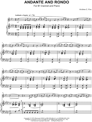Andante and Rondo - Clarinet & Piano by Andrew C. Fox - Sheet Music