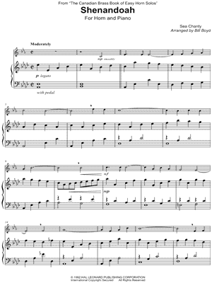 Shenandoah - French Horn & Piano by Bill Boyd - Sheet Music