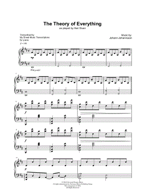 The Theory of Everything (Hari Sivan) by My Sheet Music Transcriptions - Sheet Music