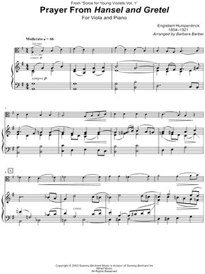 Prayer (from Hansel and Gretel) - Viola & Piano