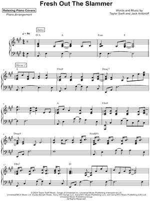 Fresh Out the Slammer by Relaxing Piano Covers - Sheet Music