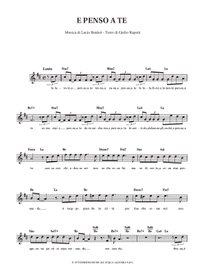 E penso a te by Lucio Battisti - Sheet Music