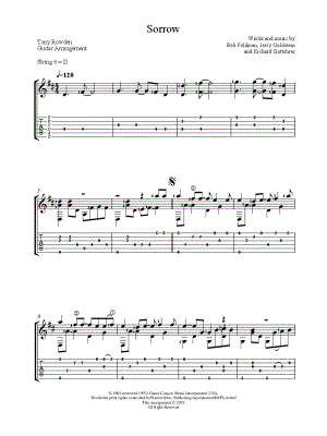 Sorrow by Tony Rowden - Sheet Music