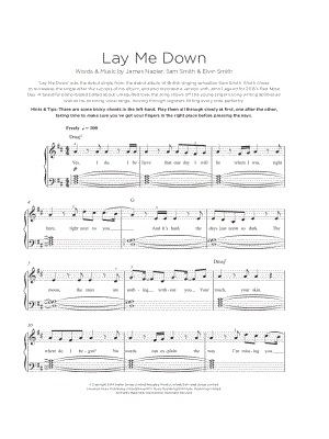 Lay Me Down by Sam Smith - Sheet Music