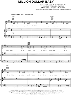 MILLION DOLLAR BABY by Tommy Richman - Sheet Music