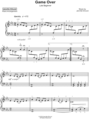 Game Over [late beginner] by Jennifer Eklund - Sheet Music