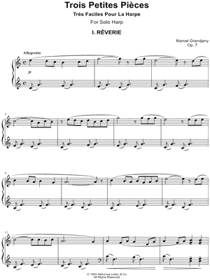Trois Petites Pieces by Marcel Grandjany - Sheet Music