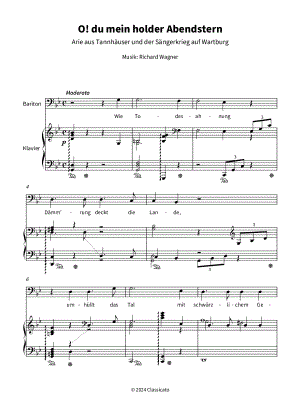 O! du mein holder Abendstern by Richard Wagner - Sheet Music