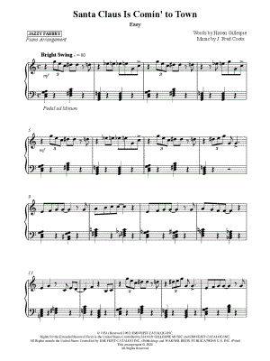 Santa Claus Is Comin' to Town [easy] by Jazzy Fabbry - Sheet Music