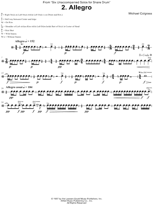 Six Unaccompanied Solos for Snare Drum: 2. Allegro