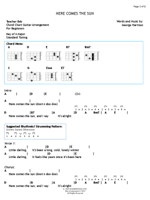 Here Comes the Sun [left-handed chords]