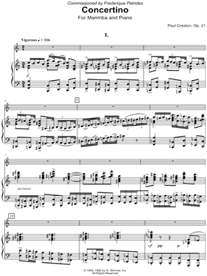 Concertino for Marimba, Op. 21 - Piano Accompaniment