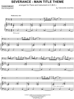 Main Titles from Severance - Bass Clef Instrument & Piano