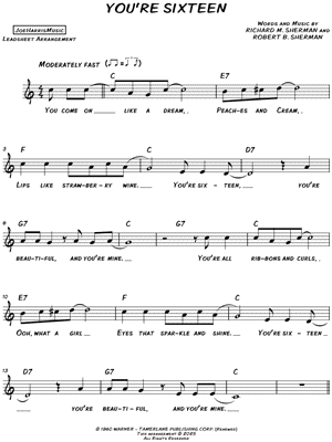 You're Sixteen by Joe Harris - Sheet Music
