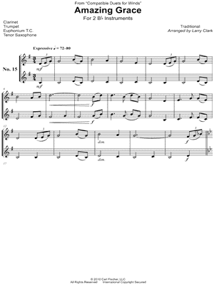 Amazing Grace - Bb Instrument Duet