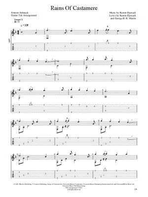The Rains of Castamere by Ernesto Schnack - Sheet Music