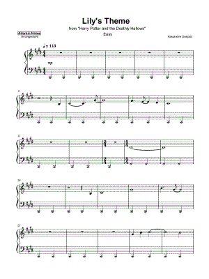 Lily's Theme [easy] by Atlantic Lights - Sheet Music