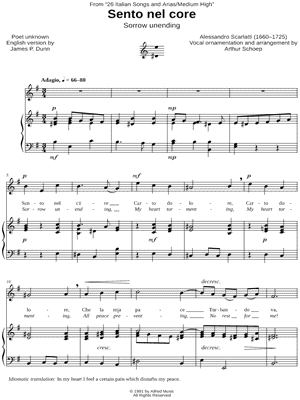 Sento nel core - Medium High by Alessandro Scarlatti - Sheet Music