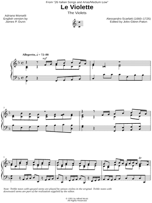 Le violette - Medium Low by Alessandro Scarlatti - Sheet Music