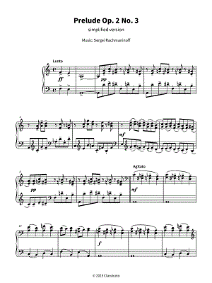 Prelude Op. 2 no. 3 [simplified] by Sergei Rachmaninoff - Sheet Music