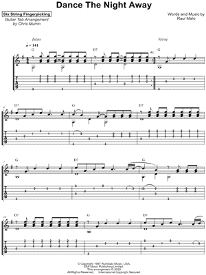 Dance the Night Away by Six String Fingerpicking - Sheet Music