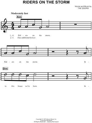 Riders on the Storm by The Doors - Sheet Music