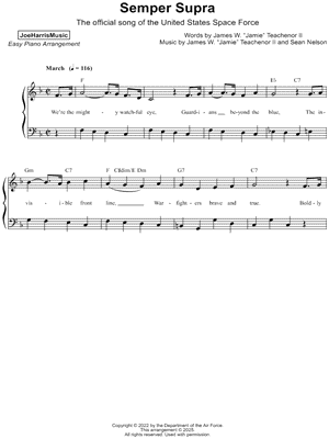 Semper Supra (Official March of the United States Space Force) by Joe Harris - Sheet Music