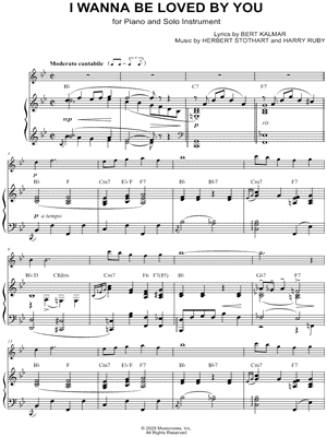 I Wanna Be Loved By You - Piano Accompaniment