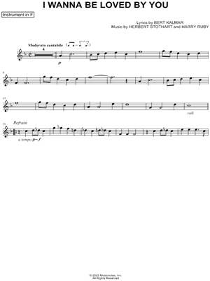 I Wanna Be Loved By You - F Instrument