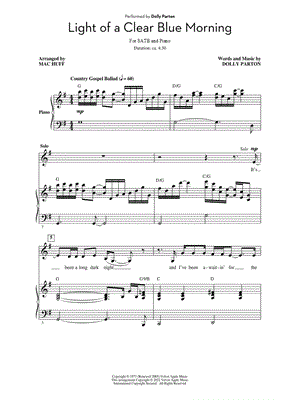 Light of a Clear Blue Morning by Dolly Parton - Sheet Music