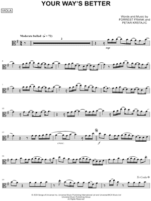 YOUR WAY'S BETTER - Viola by Forrest Frank - Sheet Music
