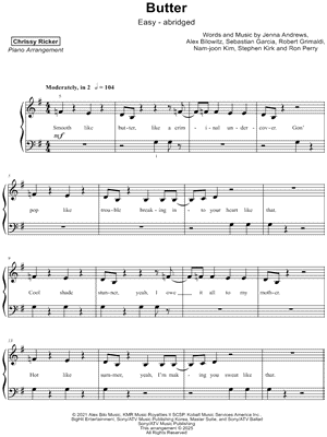 Butter [easy - abridged] by Chrissy Ricker - Sheet Music