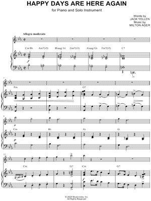 Happy Days Are Here Again - Piano Accompaniment