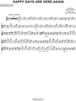 Happy Days Are Here Again - Eb Instrument