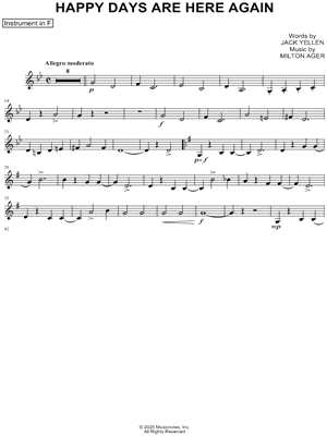 Happy Days Are Here Again - F Instrument