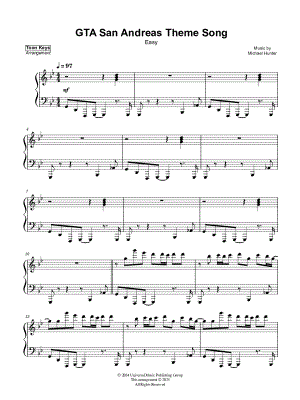 GTA San Andreas Theme Song [easy] by Atlantic Lights - Sheet Music