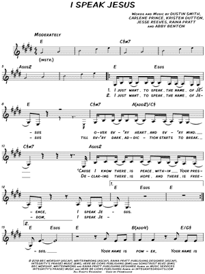 I Speak Jesus by Charity Gayle ft. Steven Musso - Sheet Music