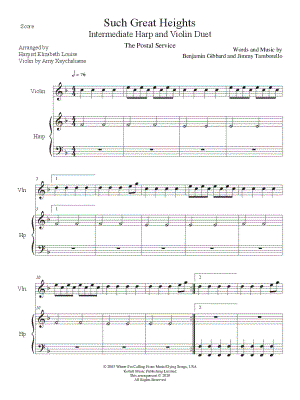 Such Great Heights - Harp & Violin [intermediate] by Harpist Elizabeth Louise - Sheet Music