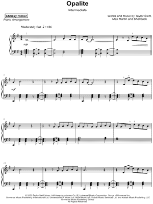 Opalite [intermediate] by Chrissy Ricker - Sheet Music