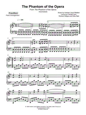 The Phantom of the Opera [intermediate] by PianoSSam - Sheet Music