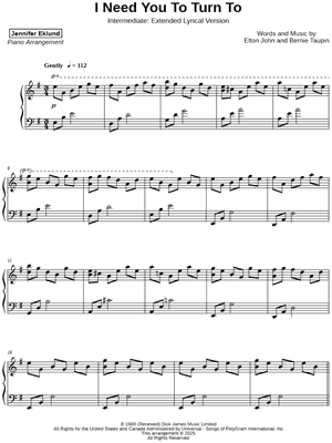 I Need You to Turn To [intermediate - extended lyrical]