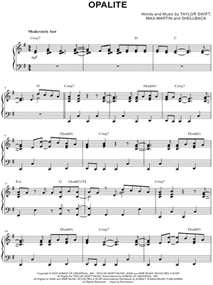 Opalite by Taylor Swift - Sheet Music