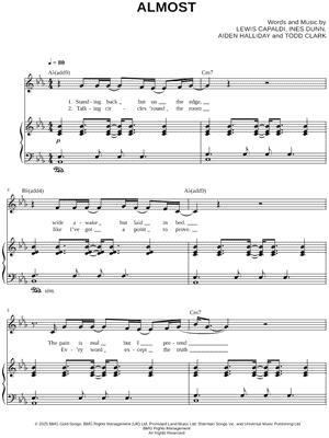 Almost by Lewis Capaldi - Sheet Music