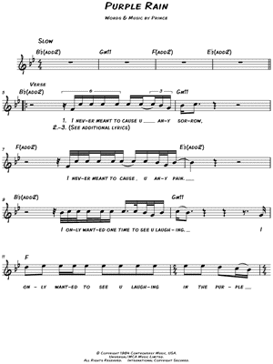 Purple Rain by Prince - Sheet Music