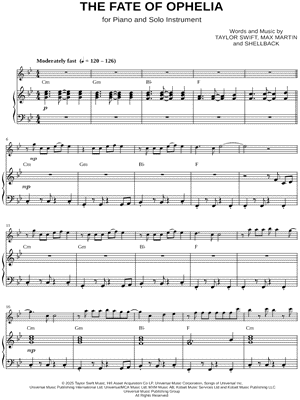 The Fate of Ophelia - Piano Accompaniment by Taylor Swift - Sheet Music