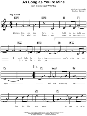 As Long As You're Mine from Wicked - Sheet Music