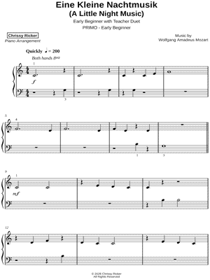 Eine Kleine Nachtmusik [early beginner] by Chrissy Ricker - Sheet Music