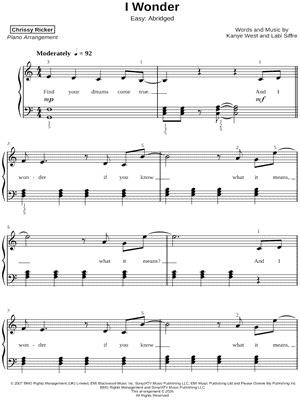 I Wonder [easy - abridged] by Chrissy Ricker - Sheet Music