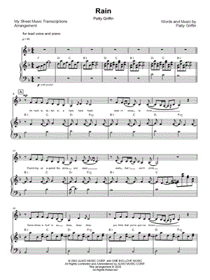 Rain (Patty Griffin) by My Sheet Music Transcriptions - Sheet Music